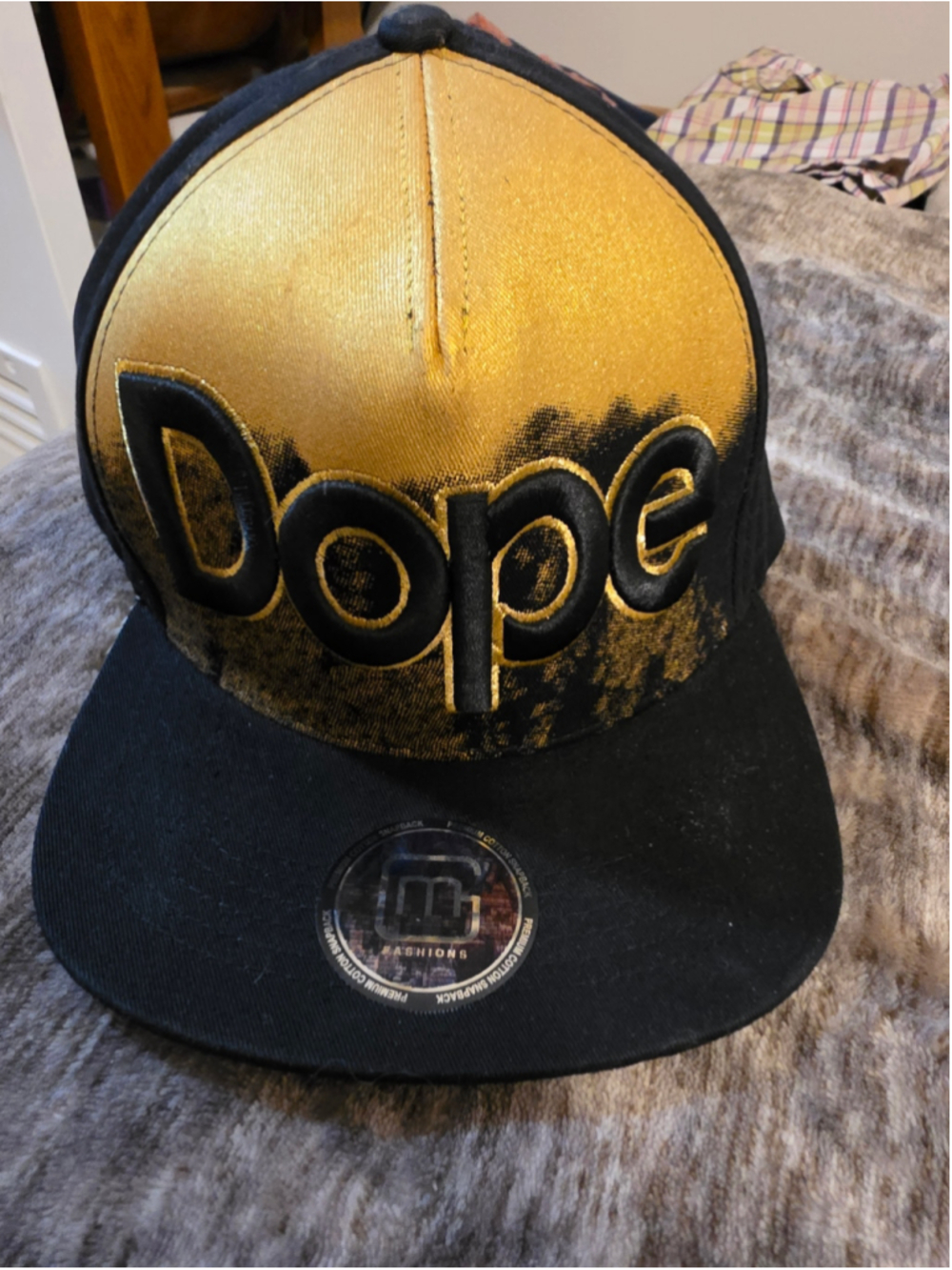 Dope Black & Metallic Gold Snapback Hat Embroidered Hip Hop Streetwear New